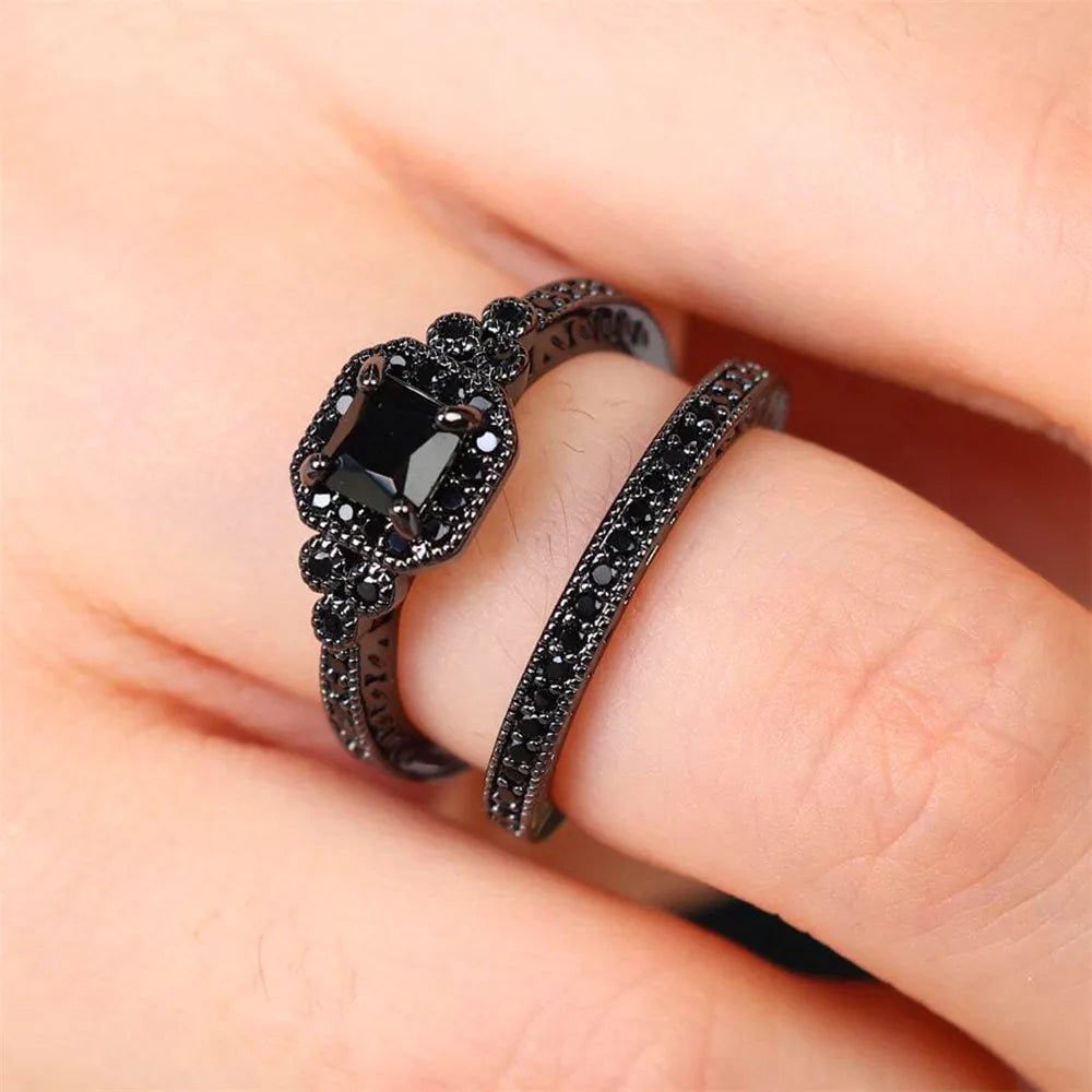 Crystal Zircon Stone Engagement Ring Set