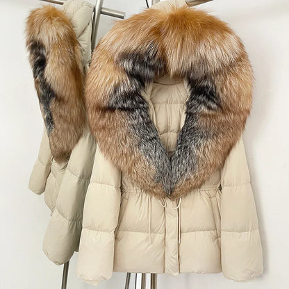 Real Fox Fur Puffer Jacket Coat