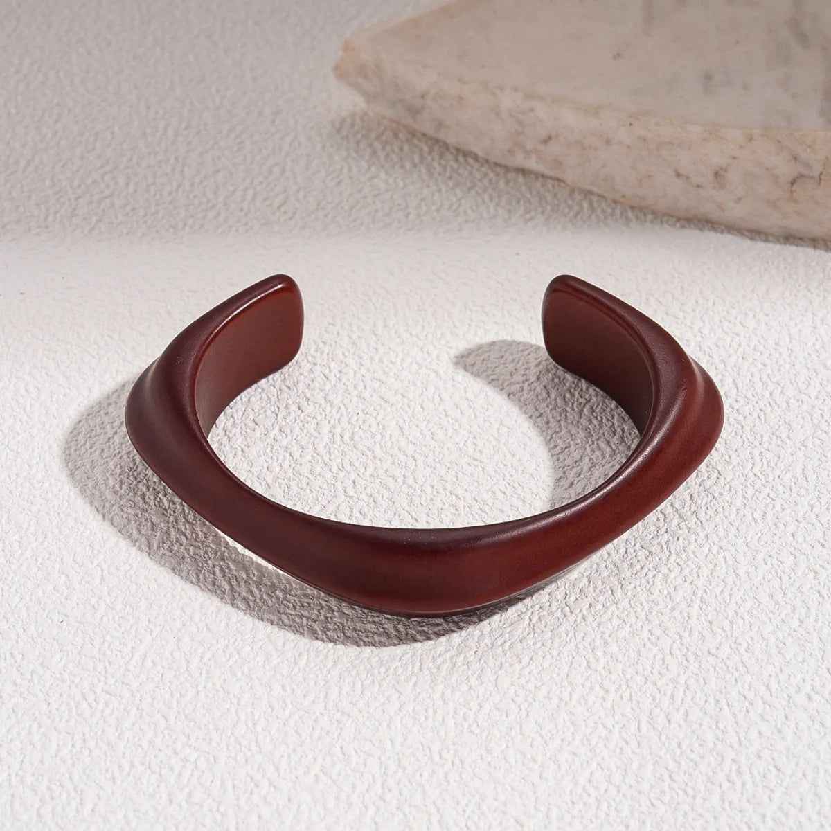 Coffee Wood Cuff Smudging Bangles Hip Hop Geometric Brown Acrylic Resin Wide Bracelets
