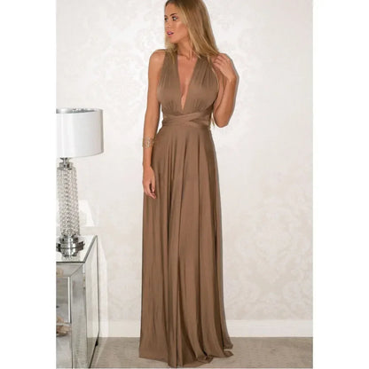 Multi-worn V-neck Vestidos De Fiesta Long Sexy Maxi Dress