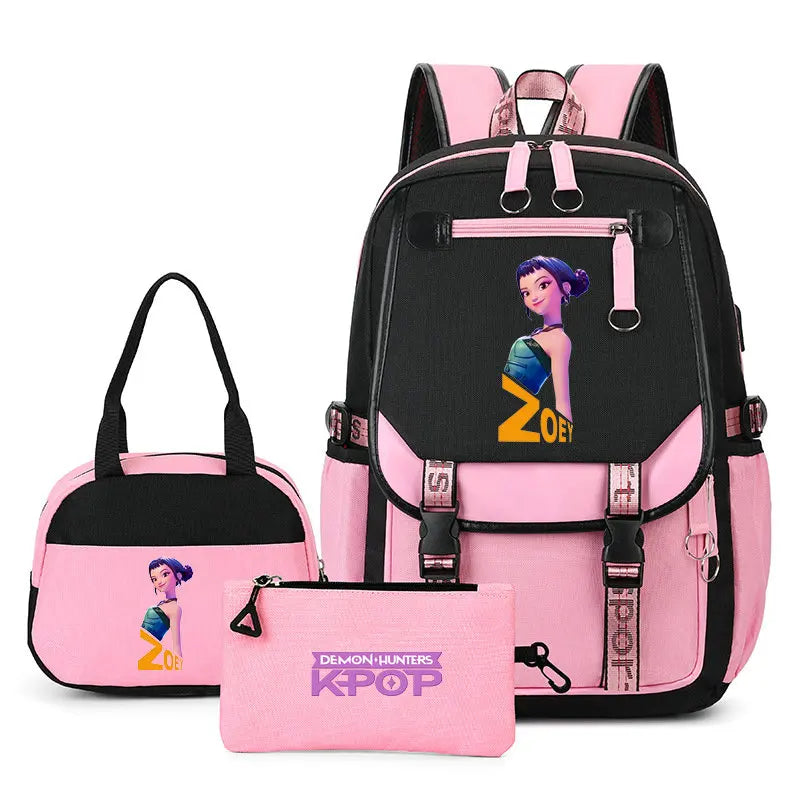 Mochilas Set KPop Demon Hunters Capacity Student School Bag