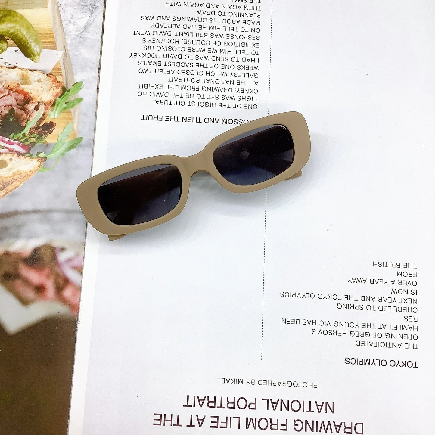 Cute Vintage Frosted Rectangle Sunglasses