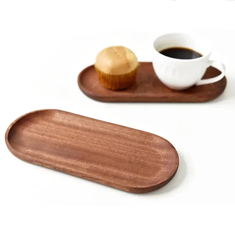 Japanese Dinner Plate Walnut Wooden Tray