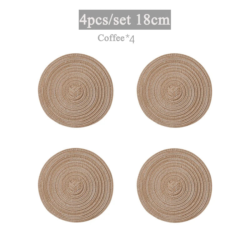 4/6pcs Round Table Mat Woven Bowl Pads