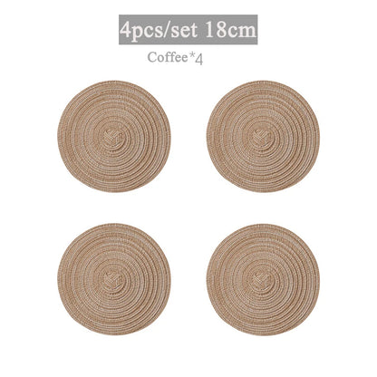 4/6pcs Round Table Mat Woven Bowl Pads