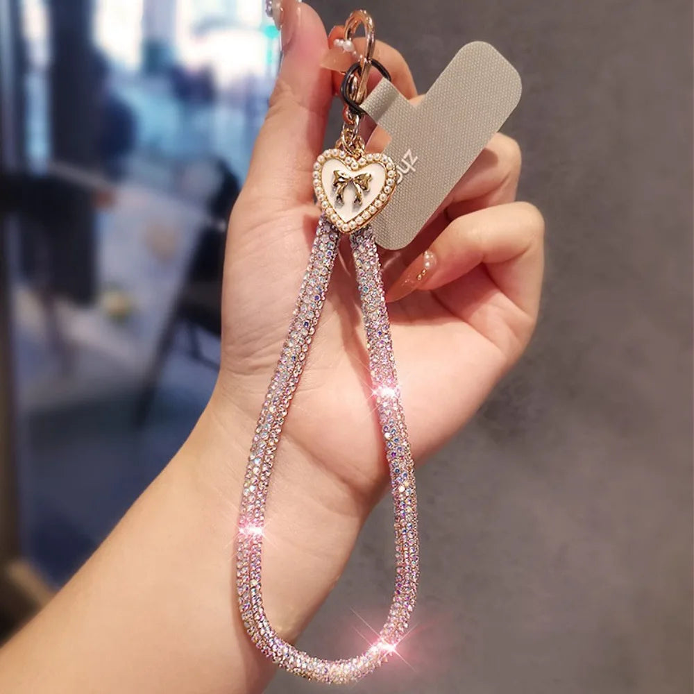 Hanging Cord Glitter Rhinestone Phone Lanyard Handheld Short Wrist Style Diamond