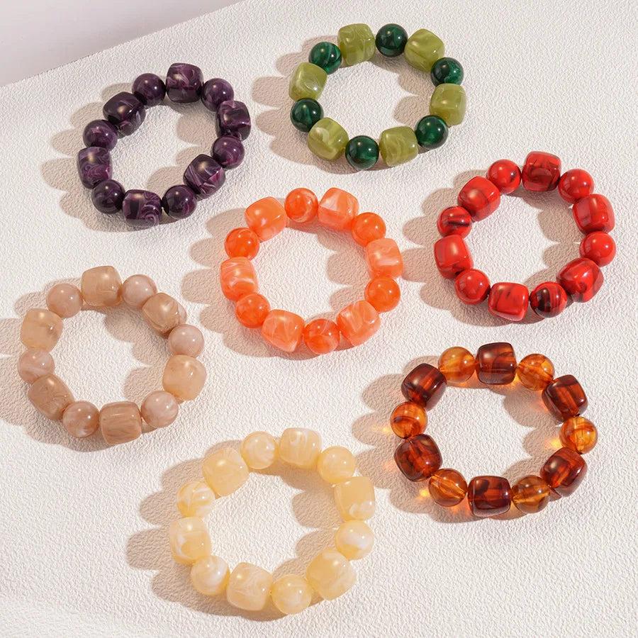 Acrylic Irregular Square Round Beaded Bracelet