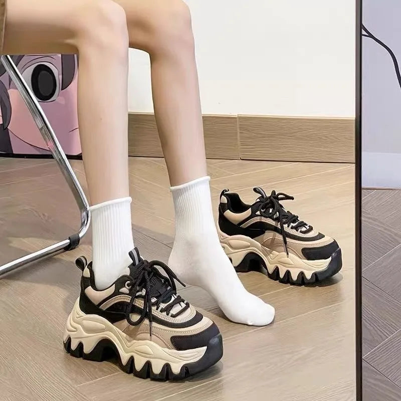 Casual Thick Bottom Platform Leather Chunky Sneakers