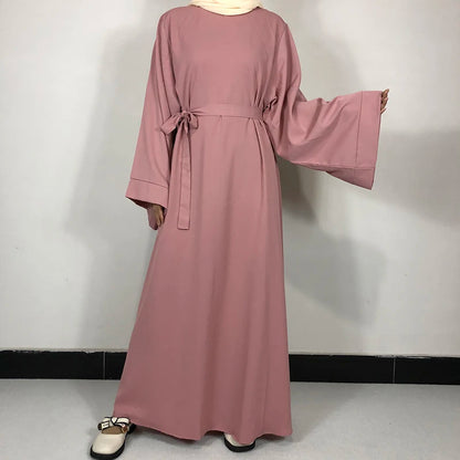 Abaya With Free Belt Muslim Dress