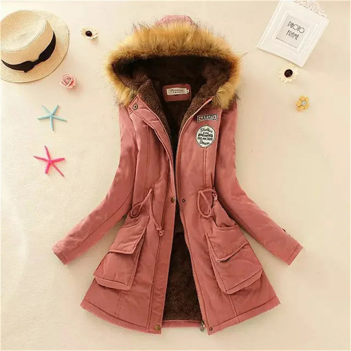 Fleece Lined Hood Down Puffer Jacket