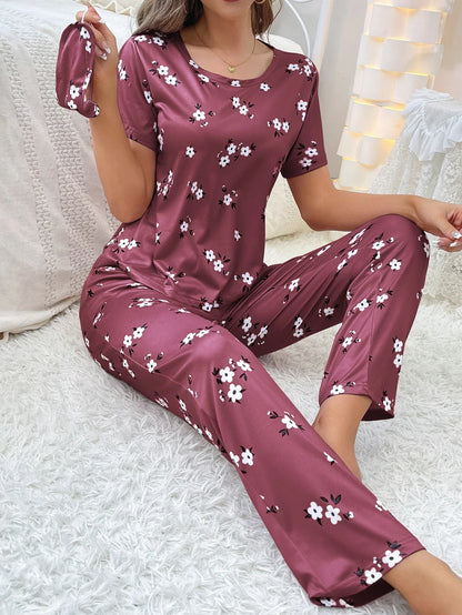 Short sleeve love pattern casual pyjamas