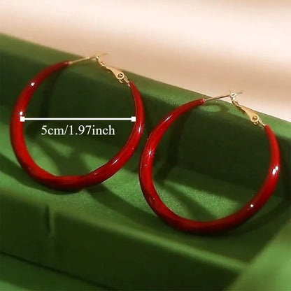 Exquisite Wild Big Red Circle Earrings