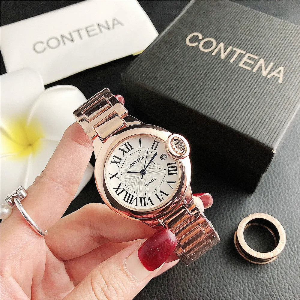 Luxury Quartz Elegant Calendar Display Ladies Stainless Steel Watches