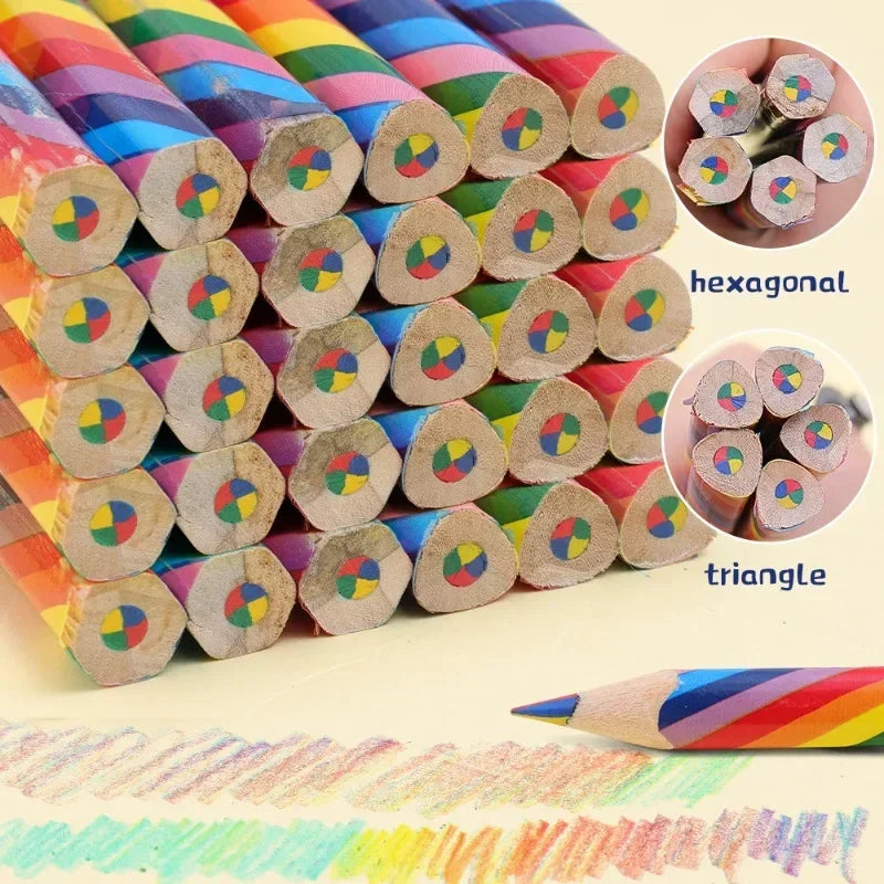4 Color Concentric Rainbow Pencil Wooden Bulk Rainbow Pencil