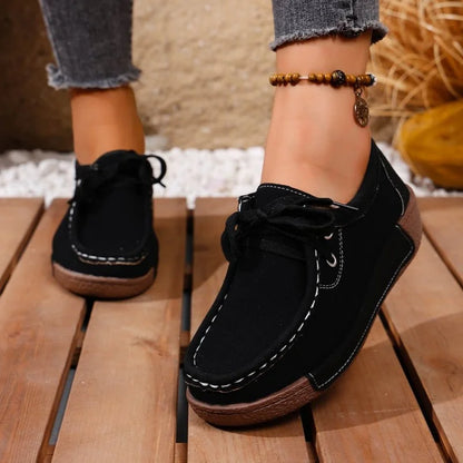 Elegant Lace Up Thick Soled Casual Shoes