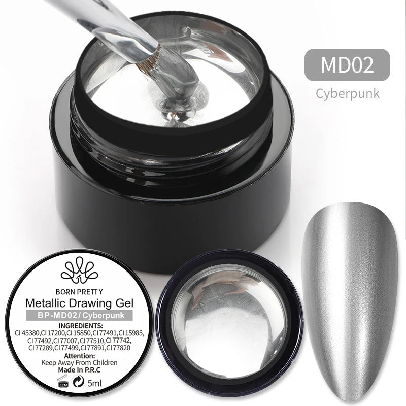 5ml Super Sparkling Painting Gel Nail Polish Platinum Silver Gold Rose Glitter