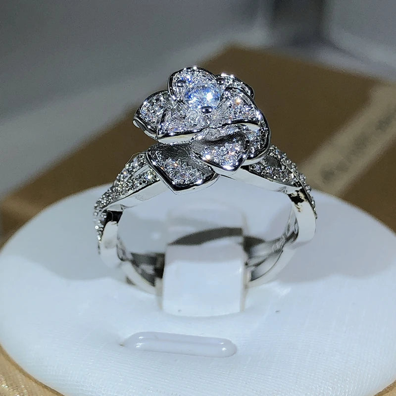 DANA 925 Silver Rose White Zircon Ring