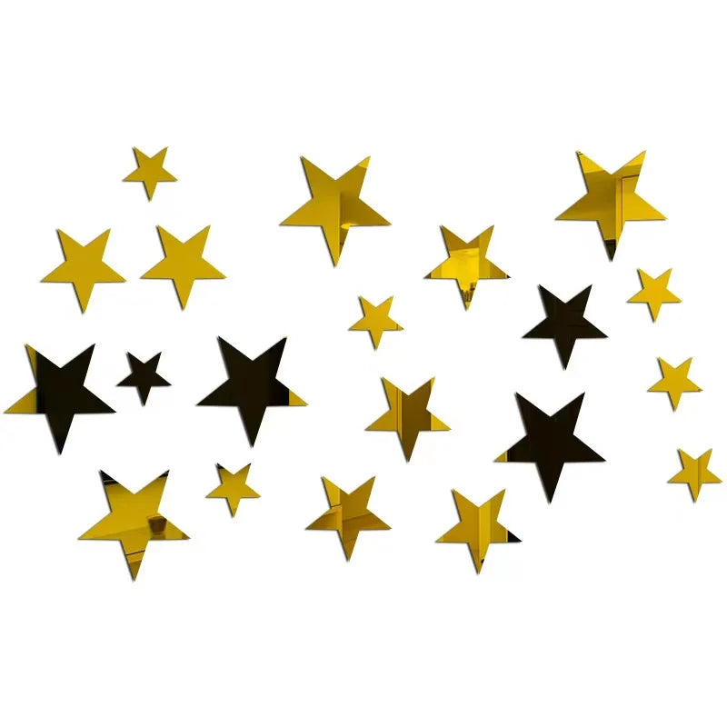 20/42pcs Acrylic Star Mirror Wall Stickers
