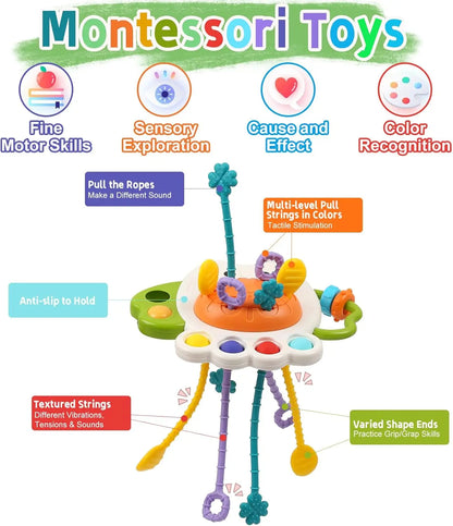 Activity Development Pull String Silicone Teething Rattle Educational Learning Toy