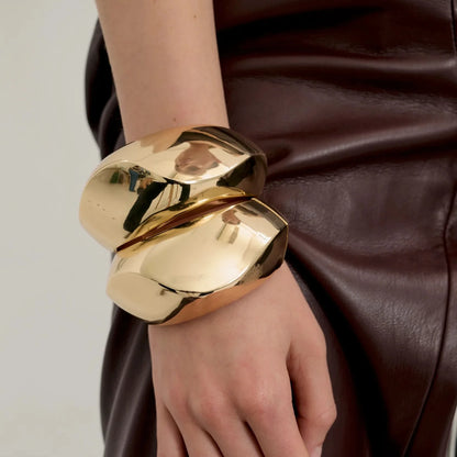 Exaggerated Silver Wide Geometric Irregular Cuff Bangles Punk Open Bangle Chunky Bracelets