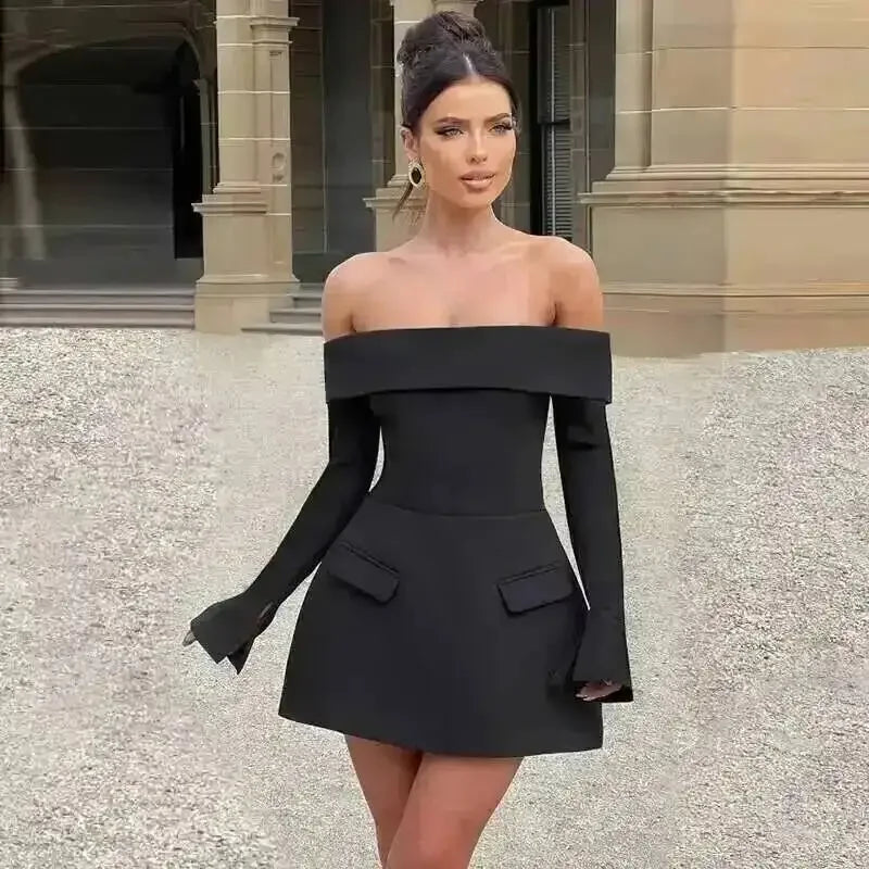 Backless Short Sexy Long Sleeve Mini Dress