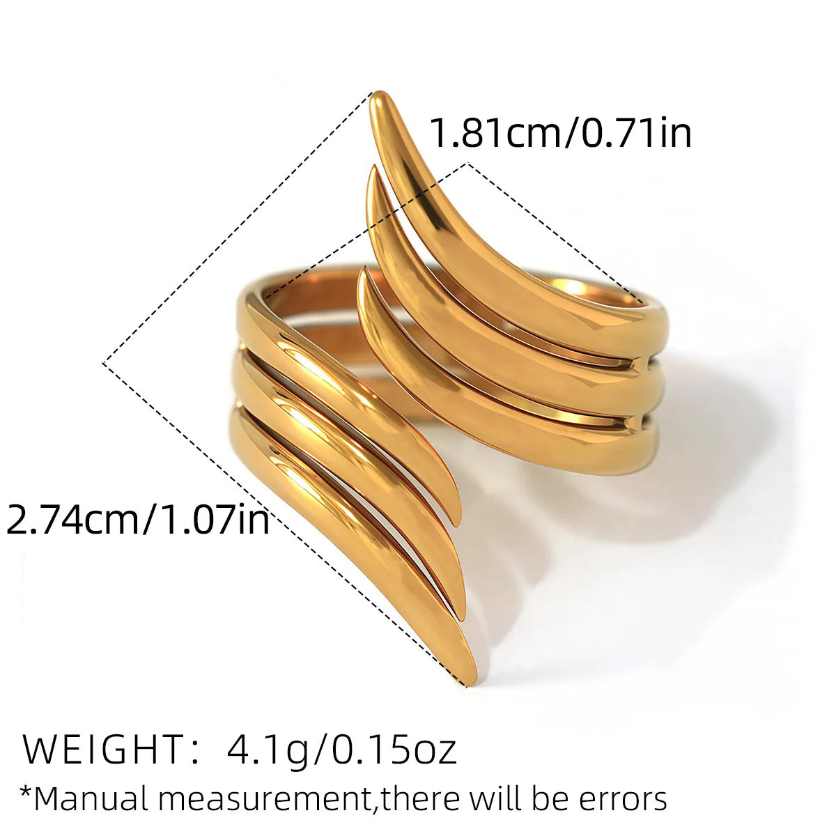 Minimalist 18K Gold Plated Line Stainless Steel Thin Waterproof Rings