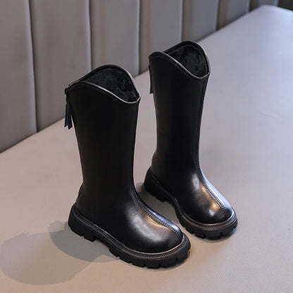High Korean Style Anti-slippery Keep Warm Versatile Chic Leather Boots