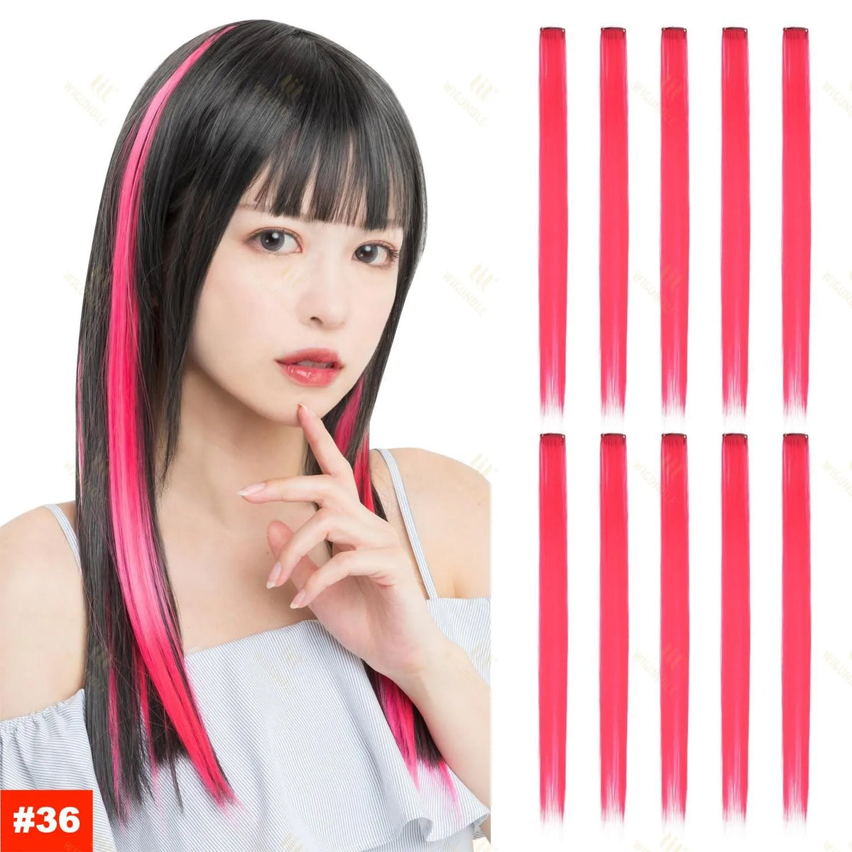 Colored Highlight 22 Inch Synthetic Hair Extensions Rainbow Long Straight Hairpieces