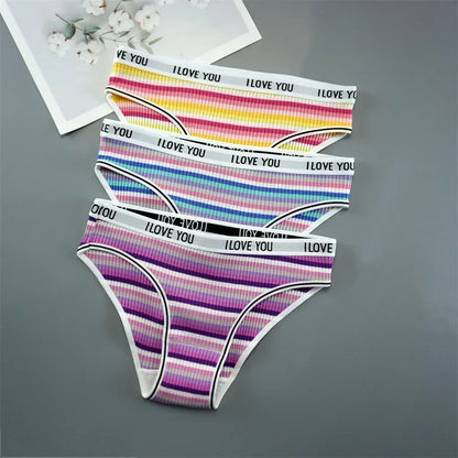 3PCS/Set Letter Printed Cotton Underwear Breathable Comfort Sexy Lingerie