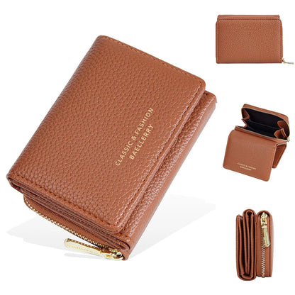 Leather Short Tri-Fold Card Wallet