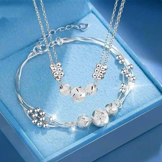 925 Sterling Silver Ball Necklace Set