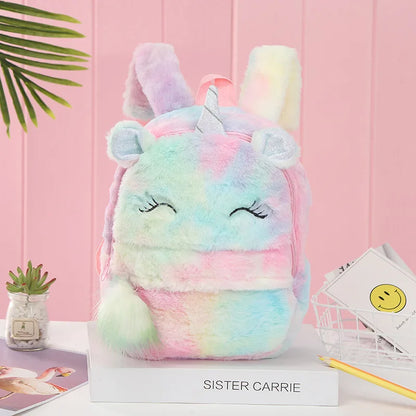 Cartoon School Book Bag Cute 3D Fur Backpacks