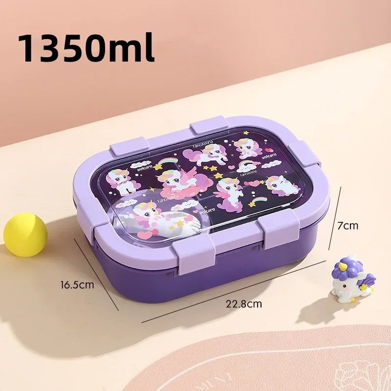 1000/1350ml Cartoon Lunch Box with Soup Bowl Bento Box