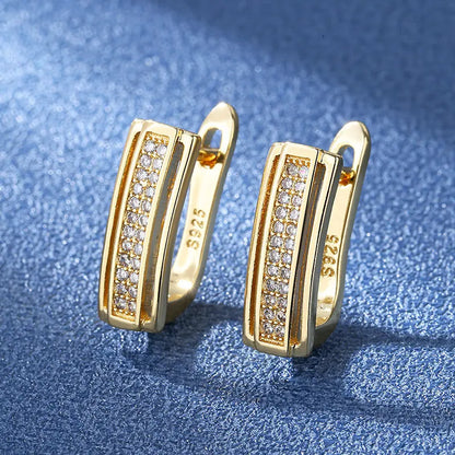925 Silver Needle Princess Crystal Square Zircon Drop Earrings