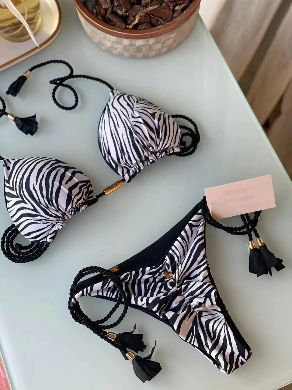 Bikini Backless Rope Triangle Swimsuit