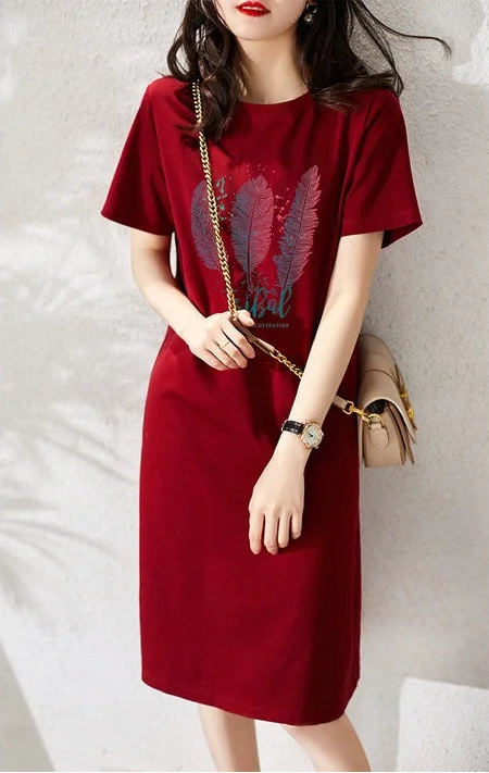 Korean-style Casual Round-neck Dress