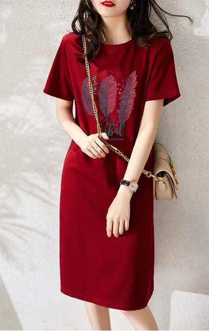 Korean-style Casual Round-neck Dress