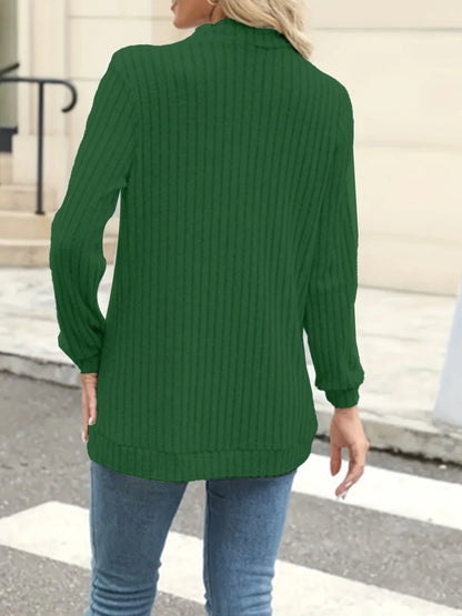 Stripe brushed cardigan jacket