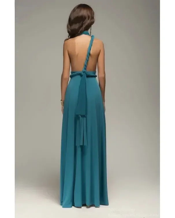 Multi-worn V-neck Vestidos De Fiesta Long Sexy Maxi Dress