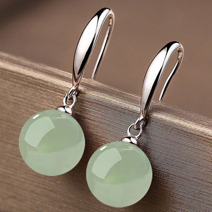 Green Hotan Natural Stone 18k Gold 925 Silver Stud Earring