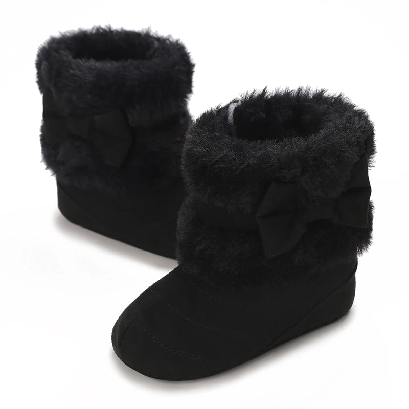 0-18M Winter Plush Comfort Snow Cute Bow Cotton Toddler Shoes