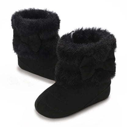 0-18M Winter Plush Comfort Snow Cute Bow Cotton Toddler Shoes