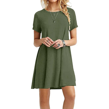 Casual Short Sleeve Loose Mini Dress
