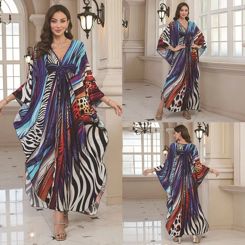 Kaftan Wave Neck Swimsuit Cover Up Caftan Dress