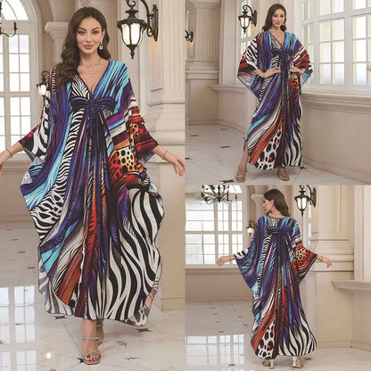 Kaftan Wave Neck Swimsuit Cover Up Caftan Dress