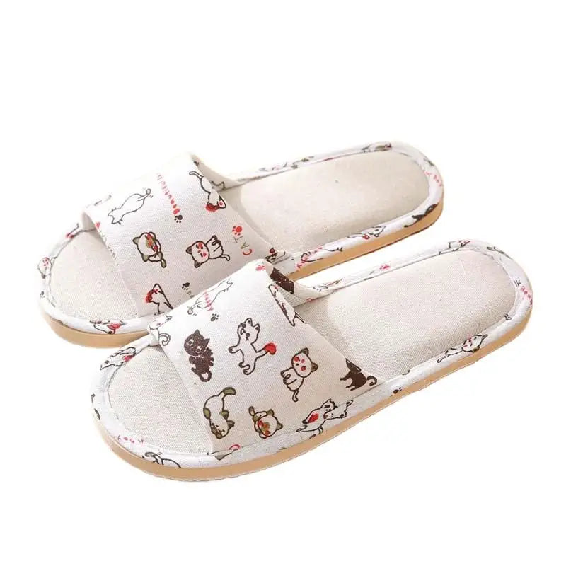 Flax Linen Lightweight Flat Breathable Slipper