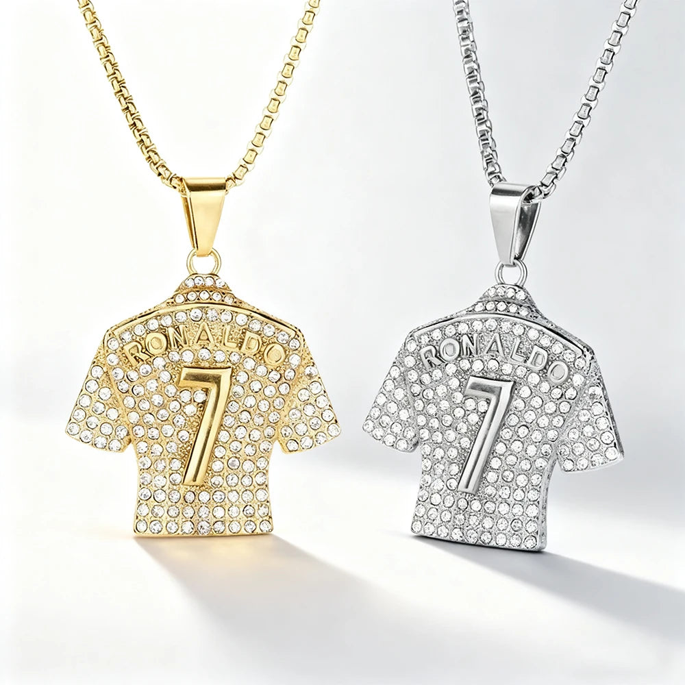 Hip Hop Style Number 7 Jersey Zircon Pendant Alloy Necklace