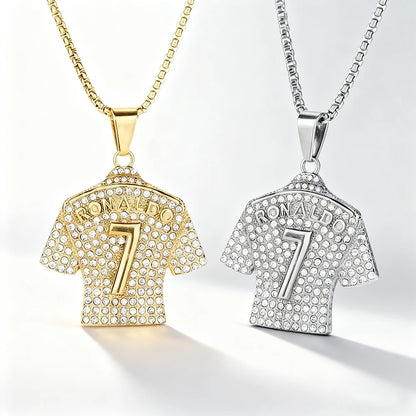 Hip Hop Style Number 7 Jersey Zircon Pendant Alloy Necklace