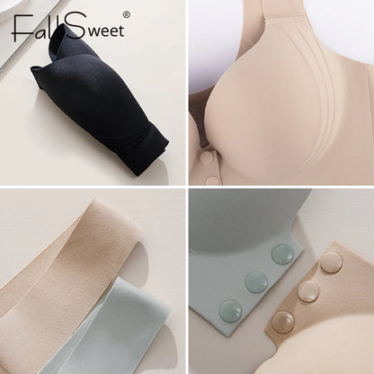 Fall Sweet 3PCS/set Wire-Free Front Closure Plus Size Bra