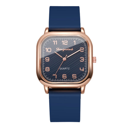 Square Casual Silicone Strap Quartz Watch